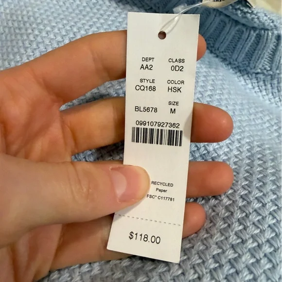 J crew heather sky Basket-stitch cotton crewneck sweater